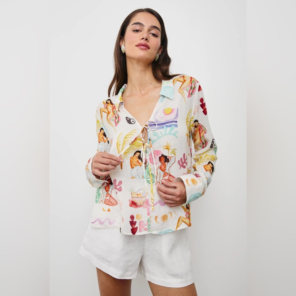 Rails Multicolor Printed Blouse Elm Shirt in Ivory Bathing Ladies🫣 - Picture 5 of 17